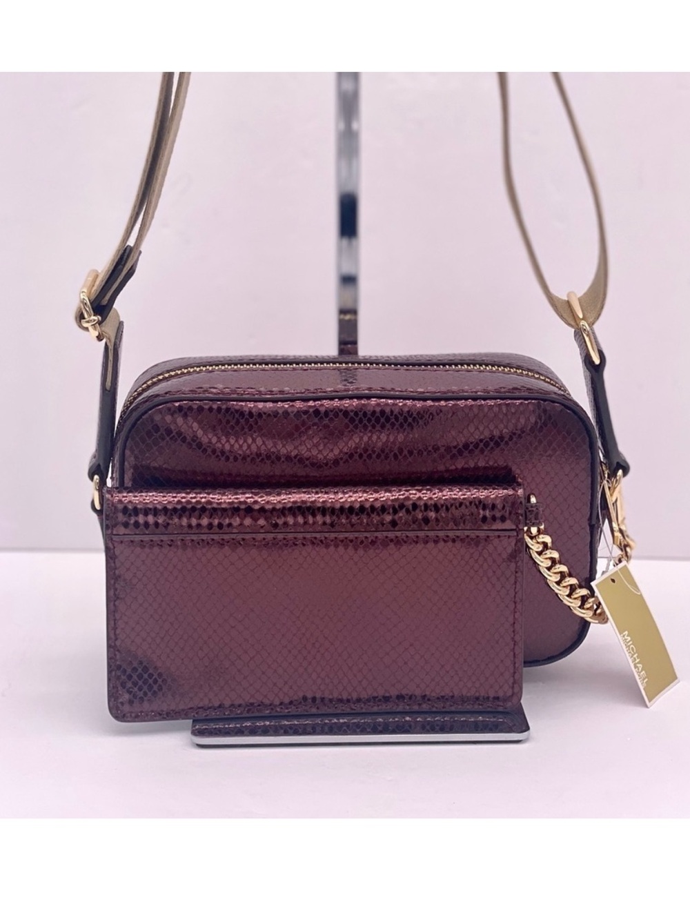 Michael Kors Maisie 2-in-1 Camera Crossbody - Oxblood Embossed Leather - Picture 3 of 10